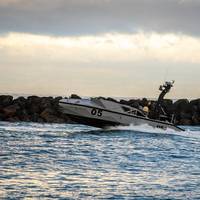 A long-range unmanned surface vessel (LRUSV) transits the Pacific Ocean during Integrated Battle Problem (IBP) 24.1, March 07, 2024. IBP 24.1 is a U.S. Pacific Fleet experiment, executed by U.S. 3rd Fleet, operationalizing multi-domain employment of unmanned systems to create fleet warfighting advantages. (Photo: Ian Delossantos / U.S. Navy)