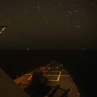 The Arleigh Burke-class guided-missile destroyer USS Mason (DDG 87) transits the Bab al-Mandeb Strait, April 8. Photo by: Petty Officer 2nd Class Kalvin K, US Navy