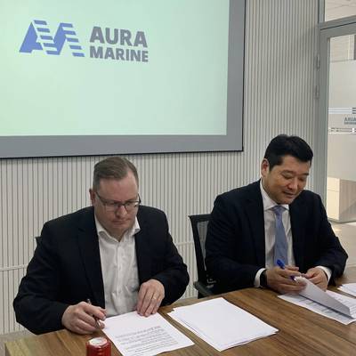 John Bergman, CEO of Auramarine and Leeman Lee, President of Specs Corporation Ltd. Image courtesy Aura Marine