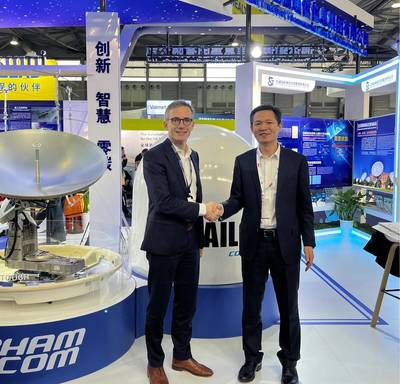 Left - Christophe Duret, Cobham Satcom and Right - Kong Xianglun, China TranTech